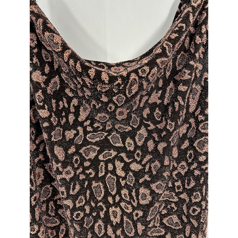 Forever 21 Plus 0X Leopard Slip Dress Metallic Copper Grunge Party Clubwear Y2K - Picture 4 of 11